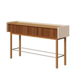 Aparador Abra Ripado Cor Off White Com Nature 2 Gavetas