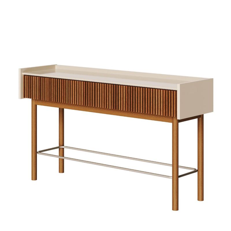 Aparador Abra Ripado Cor Off White 2 Gavetas 140cm