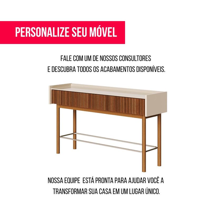 Aparador Abra Ripado Cor Off White 2 Gavetas 140cm