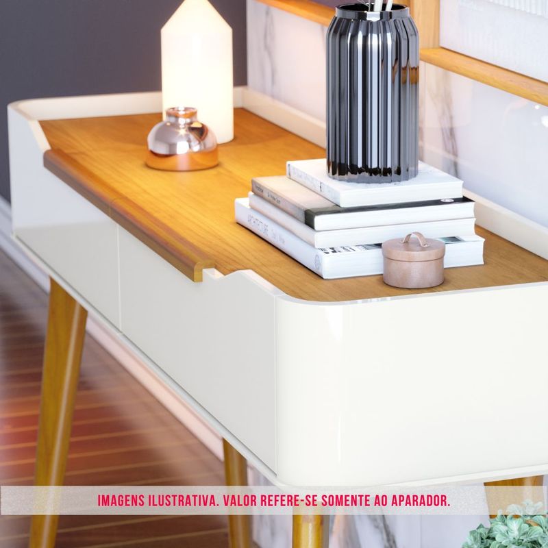 Aparador Crono Cor Off White Com Nature 2 Gavetas 136cm