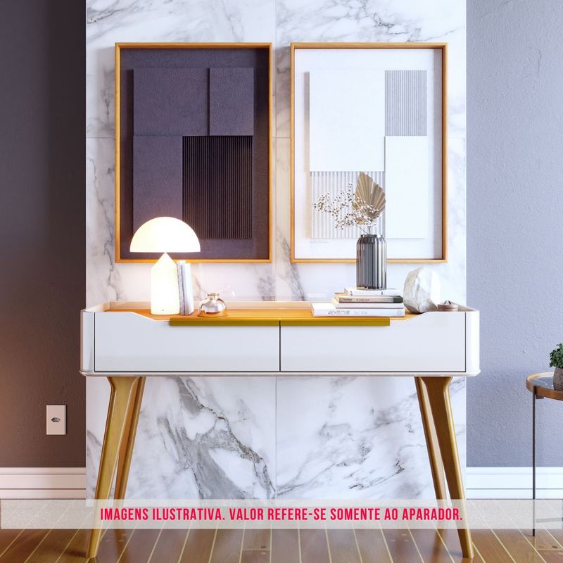 Aparador Crono Cor Off White Com Nature 2 Gavetas 136cm