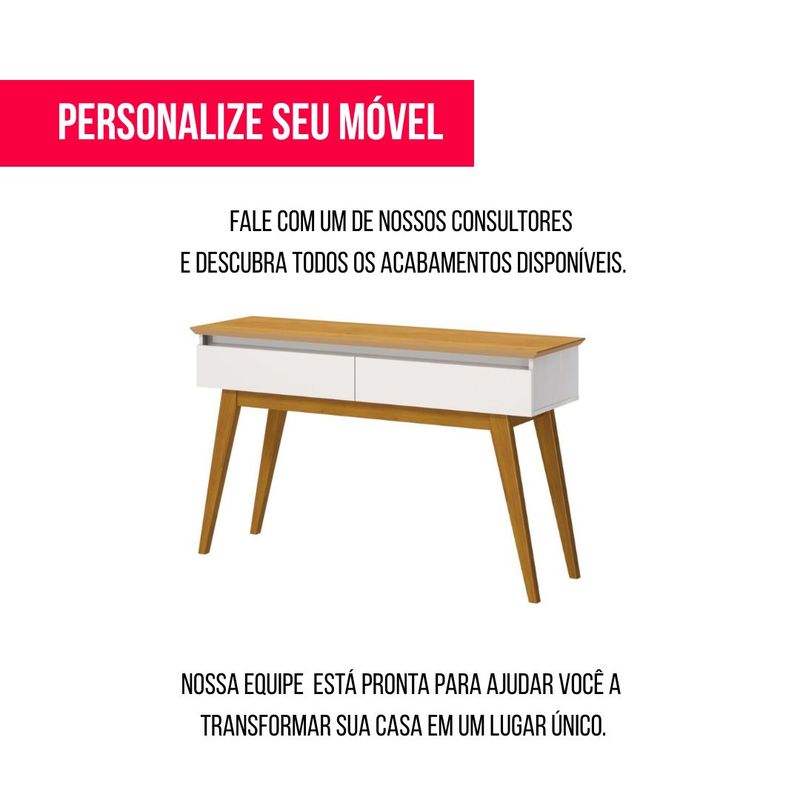 Aparador Estar Cor Off White Com Nature 2 Gavetas 136cm