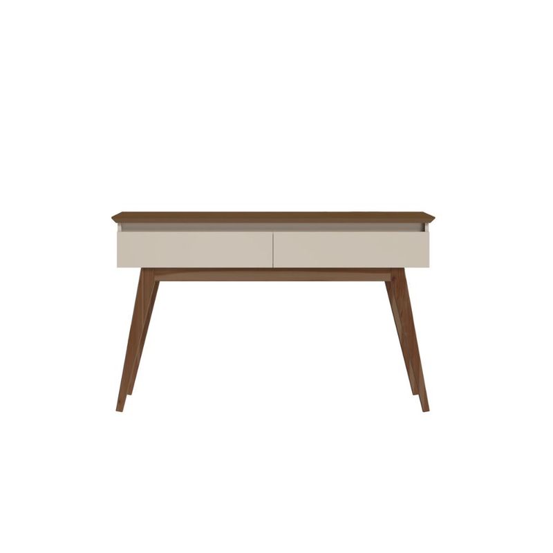 Aparador Estar Cor Off White Com Freijó 2 Gavetas 136cm