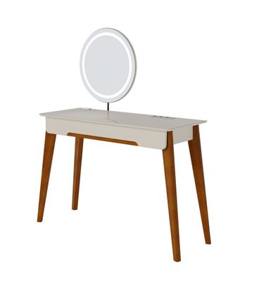 Penteadeira Queen Cor Off White Espelho Led 116cm - 79454