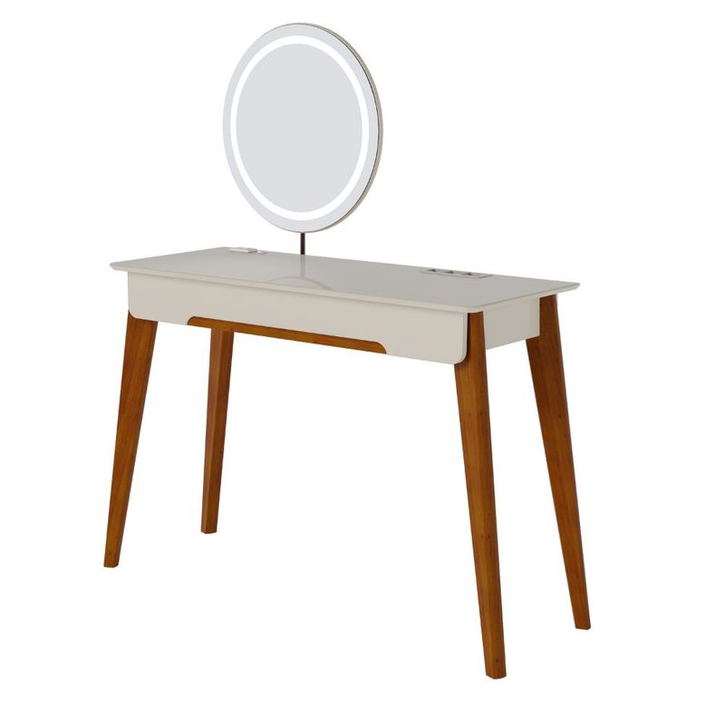 Penteadeira Queen Cor Off White Espelho Led 116cm - 7945