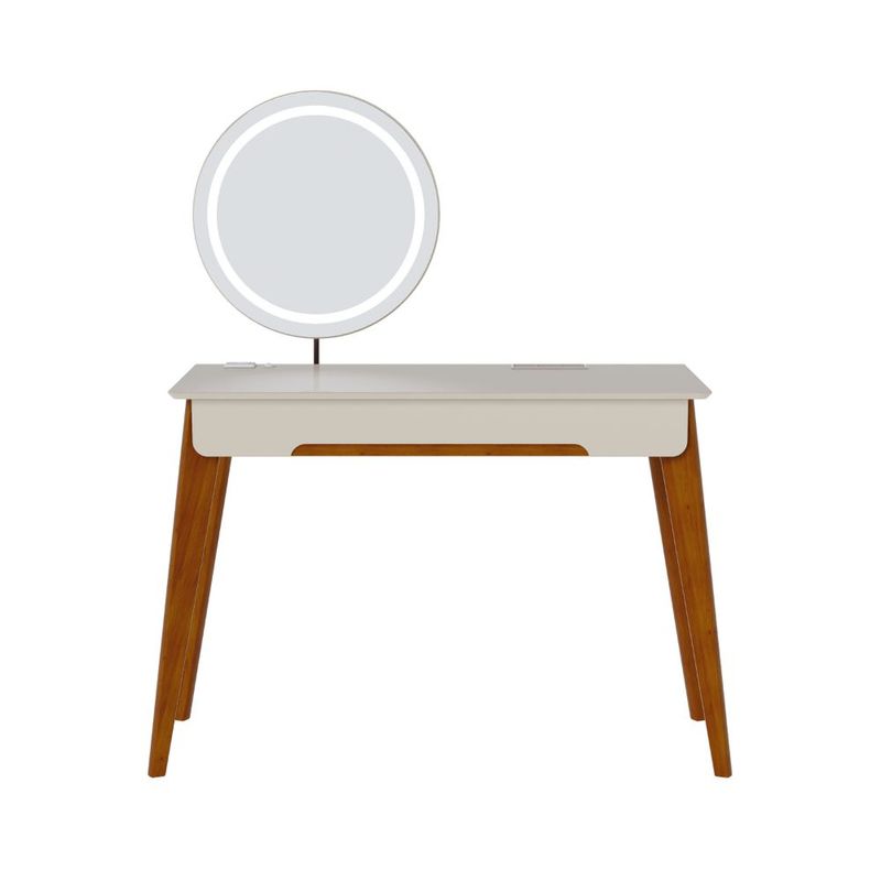 Penteadeira Queen Cor Off White Espelho Led 116cm - 7945