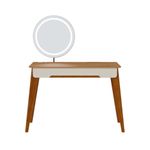 Penteadeira Queen Cor Off White Com Nature Espelho Led