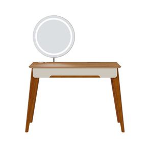 Penteadeira Queen Cor Off White Com Nature Espelho Led 116cm - 73405