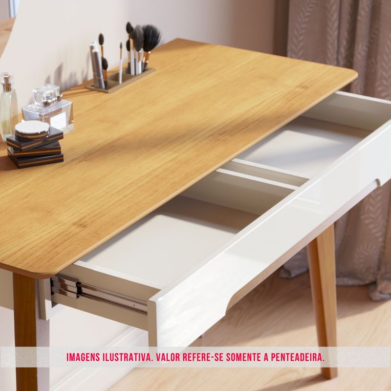 Penteadeira Queen Cor Off White Com Nature Espelho Led