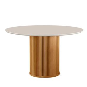 Mesa de Jantar Woodi Redonda Cor Off White Com Cinamomo 135cm  - 79456