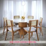 Mesa de Jantar Woodi Redonda Cor Off White Com Cinamomo