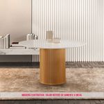 Mesa de Jantar Woodi Redonda Cor Off White Com Cinamomo