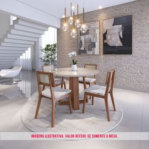 Mesa de Jantar Ondo Off White Com Nature 120cm - 79490