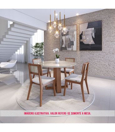 Mesa de Jantar Ondo Off White Com Nature 120cm - 79490