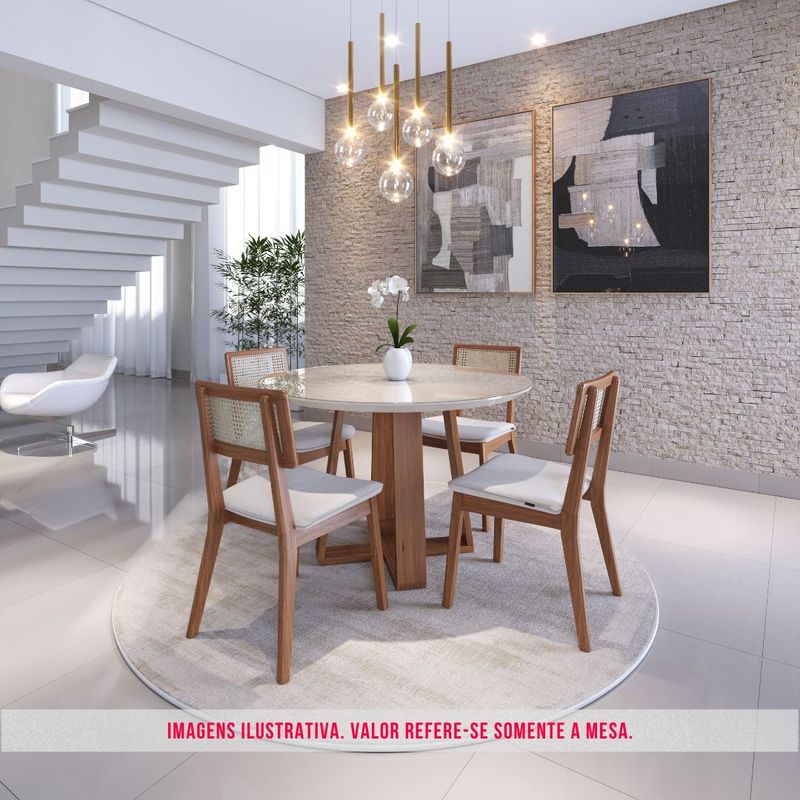 Mesa de Jantar Ondo Off White Com Nature 120cm - 79490