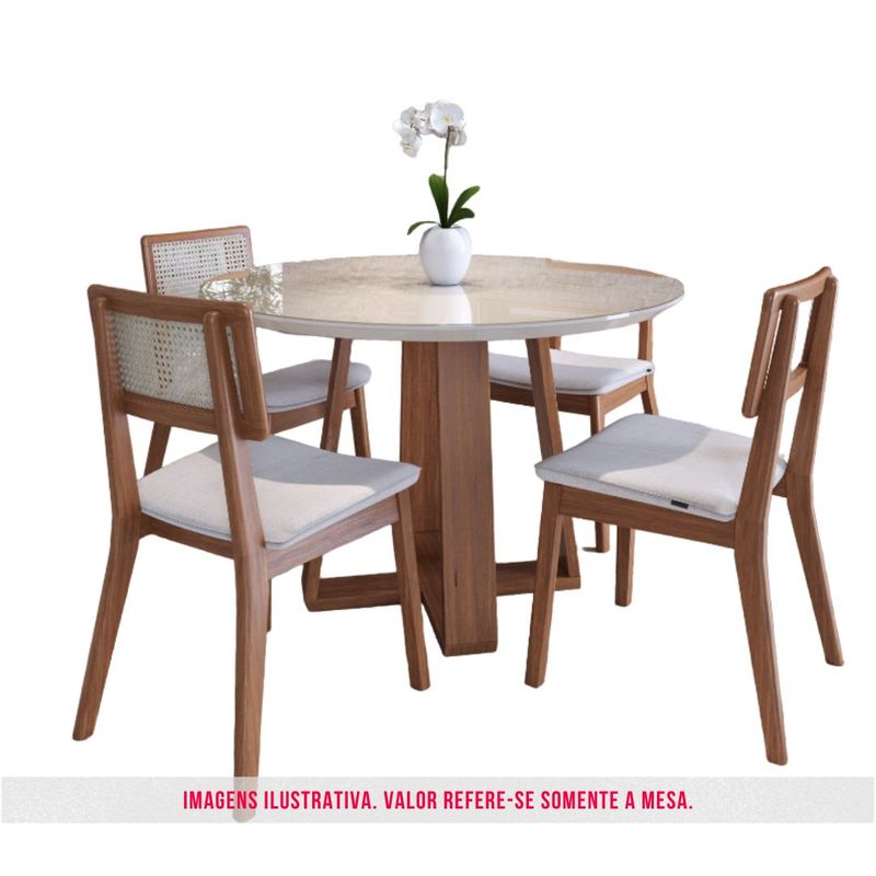 Mesa de Jantar Ondo Off White Com Nature 120cm - 79490
