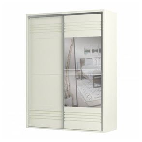 Roupeiro Menfis 2 Portas com Espelho cor Off White 180cm - 66682